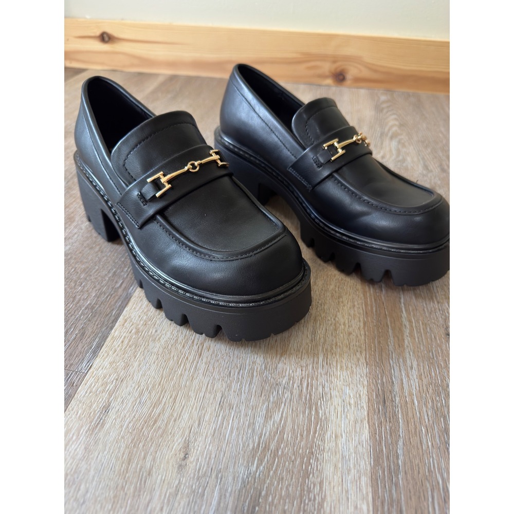 Dream Pairs Women Black Chunky Platform Loafers Lug Sole Heel Size 7